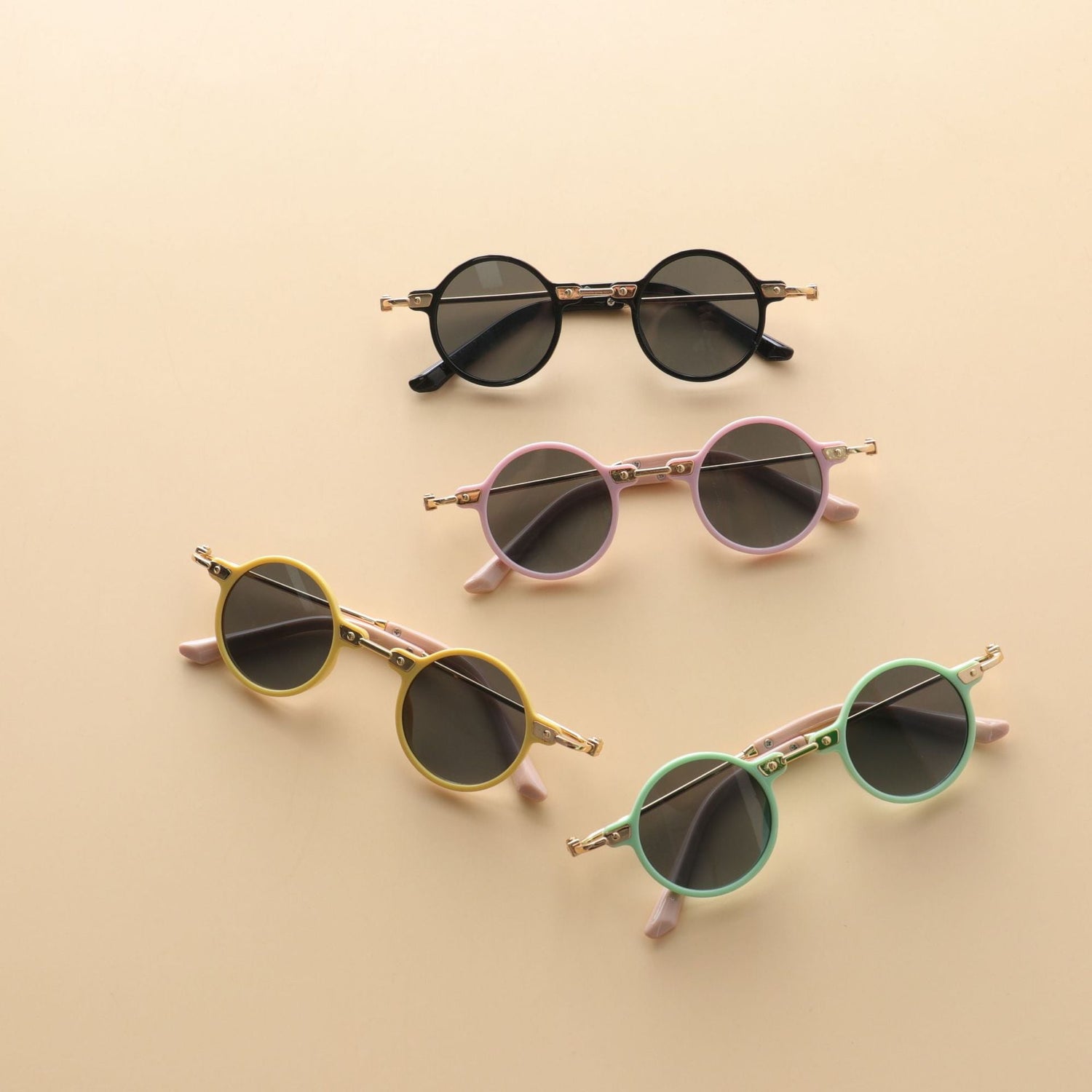 Kids Small Frame Design Vintage Style Metal Sunglasses-1