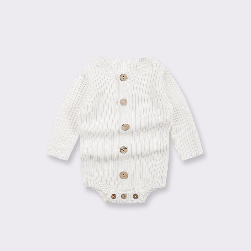 New Arrival Baby Cotton Knitting Solid Color Cozy Onesie-1