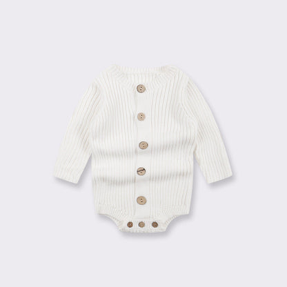 New Arrival Baby Cotton Knitting Solid Color Cozy Onesie-1