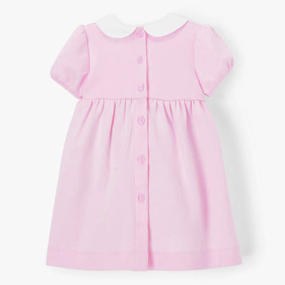 European And American Style Girls’ Summer Dress: New Arrival Knitted Short Sleeve Dress With Turn-Down Peter Pan Collar-1