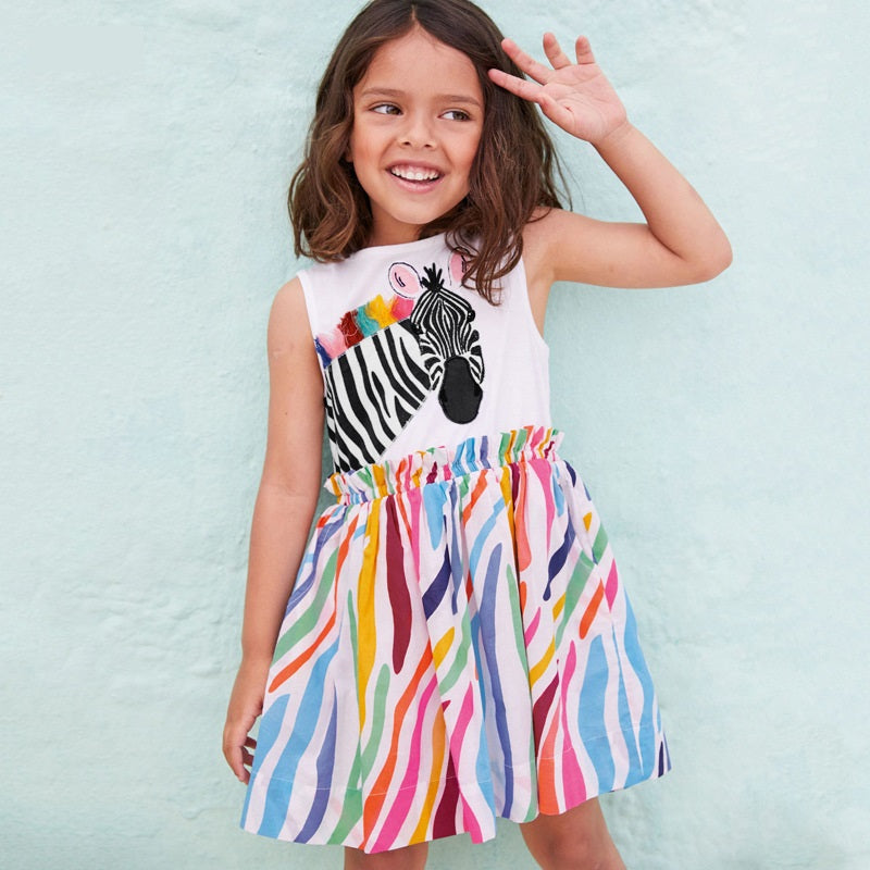 Summer Baby Girls Sleeveless Zebra Design Dress-0