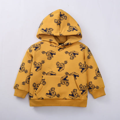 Baby Boy 1pcs Cartoon Animal Pattern Composite One Piece Fleece Sweatshirt-1