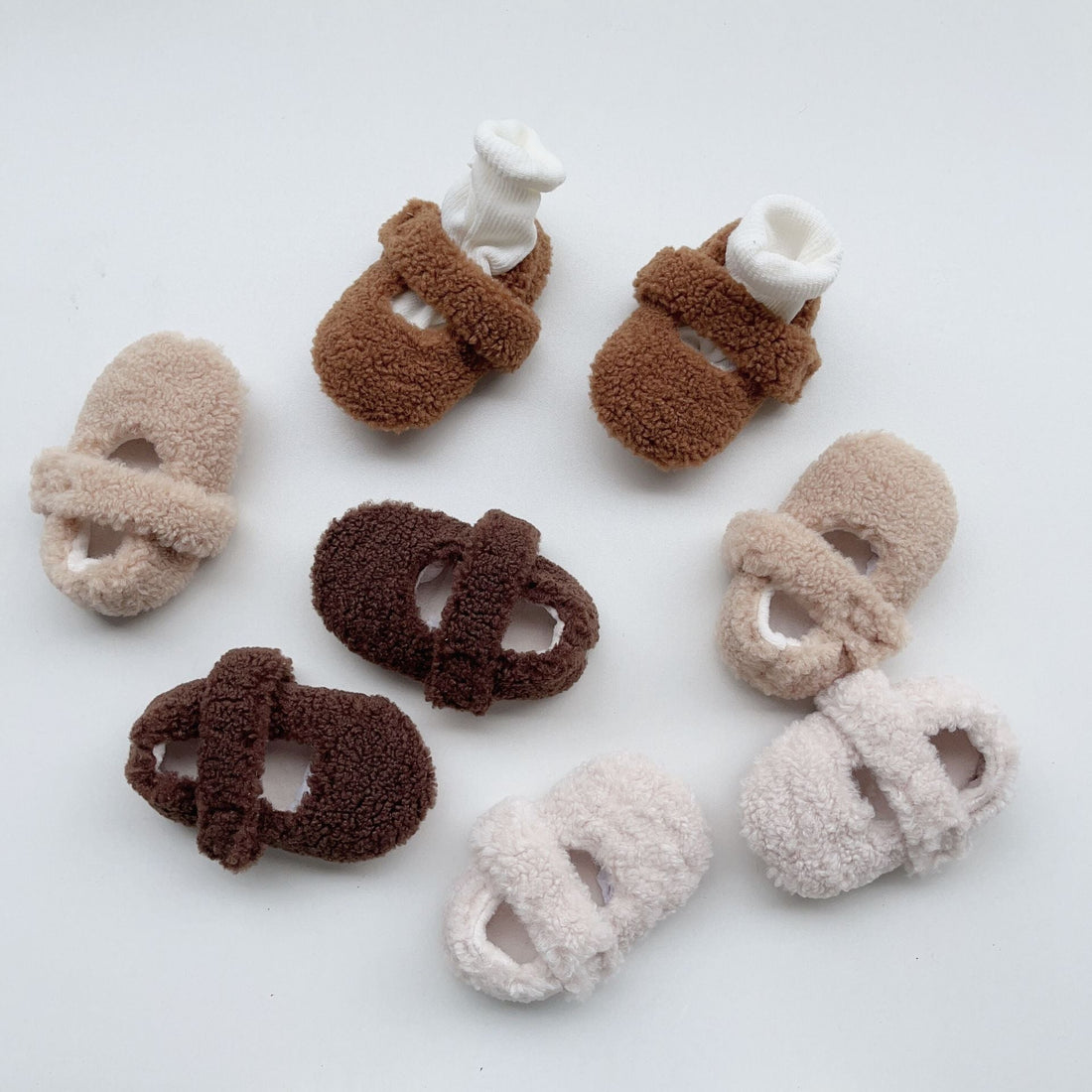 Infant Baby Solid Color Plush Warm Shoes In Winter-1