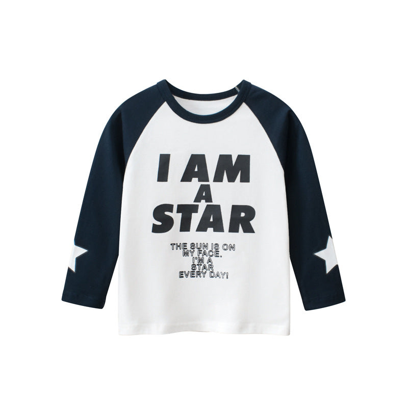 Baby Slogan Print Pattern Color Matching Design Long Sleeve Shirt-1