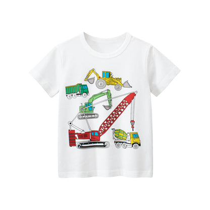 Truck Printing Boys’ T-Shirt In European And American Style For Summer-1