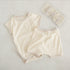 Baby Unisex Solid Color Comfy Cotton Onesies & Shorts Sets With Headband-1