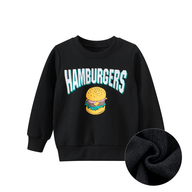 Baby Boy And Girl Hamburger Print Pattern Quality Sweatshirt-1