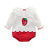 Baby Girl 1pcs Strawberry Pattern Mesh Ruffle Neck Patchwork Onesies Bodysuit-1