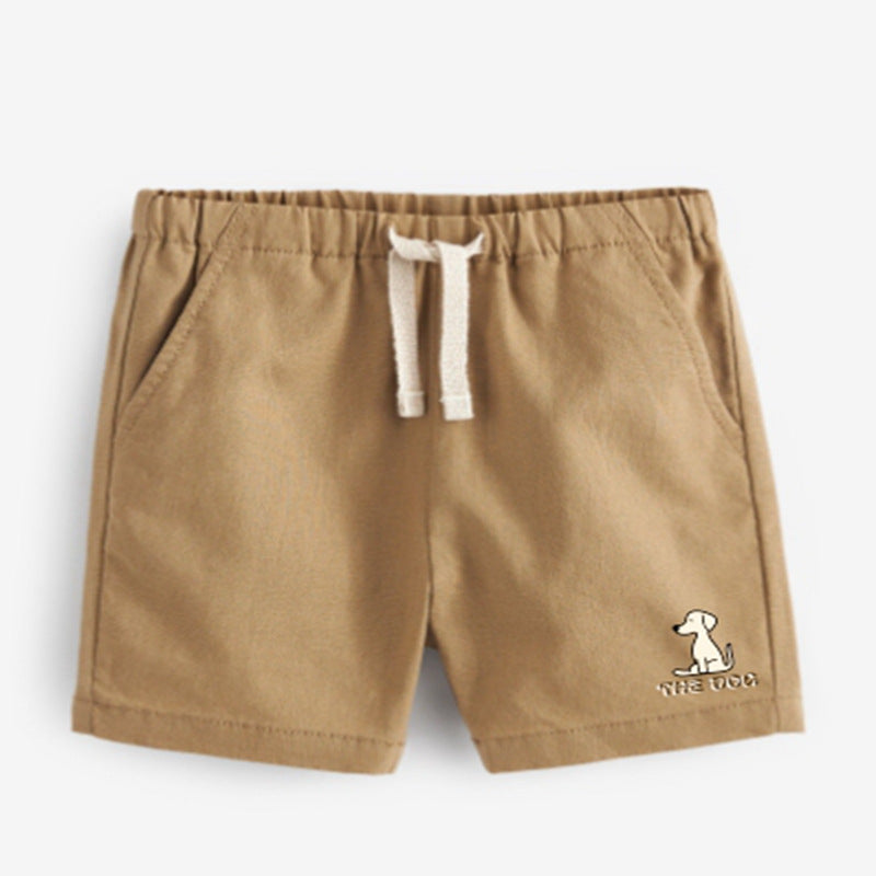 Boys Solid Soft Cotton Casual Style Shorts With Dog Logo-0