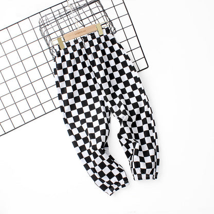 Baby Boy Checkerboard Pattern Summer Loose Pants-0