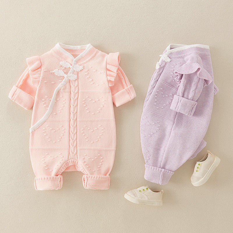 Chinese Style Knitted Rompers For Baby Girl-1