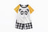 Baby Boys Bear Print Pattern Clashing Short-Sleeved Top Combo Plaid Shorts Sets-1