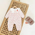 Baby Girl Ditsy Floral Print Carrot Embroidered Pattern Lapel Romper-1