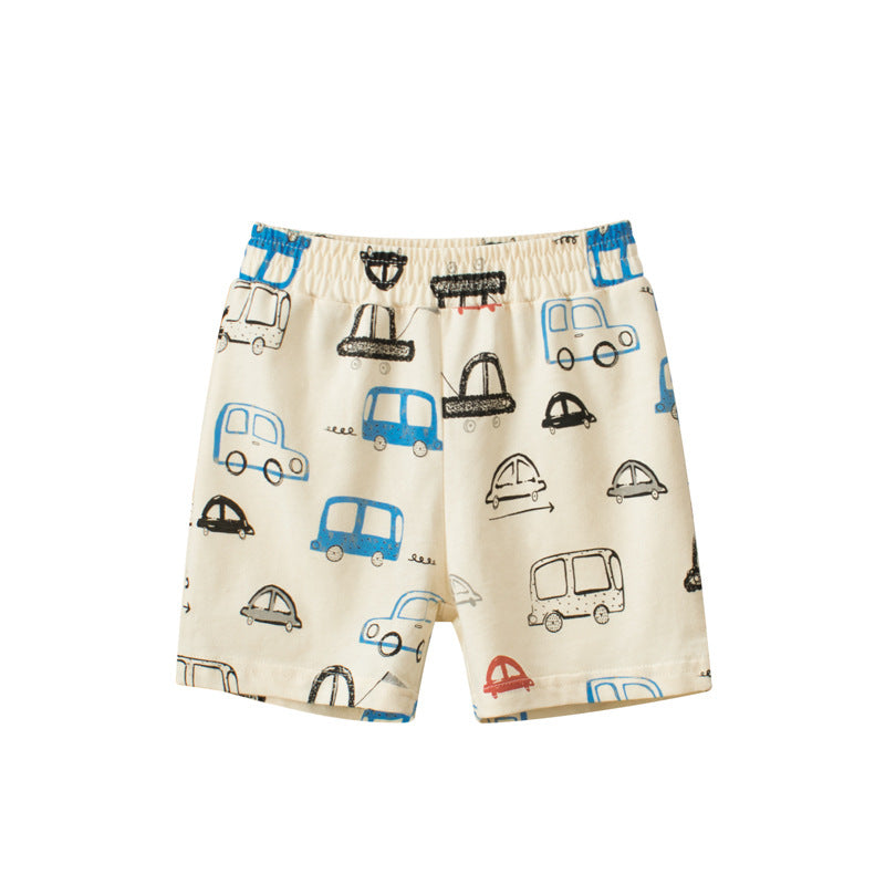 Baby Boy Cars Print Pattern Breathable Home Clothes Shorts-1