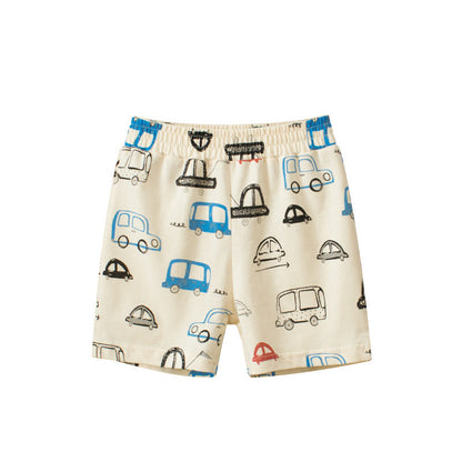 Baby Boy Cars Print Pattern Breathable Home Clothes Shorts-1