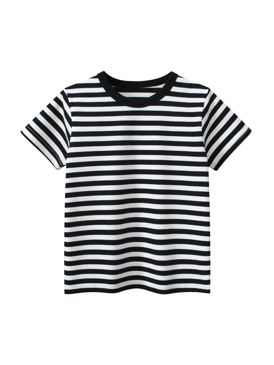 Boys’ Striped Pattern Casual T-Shirt In European And American Style-1