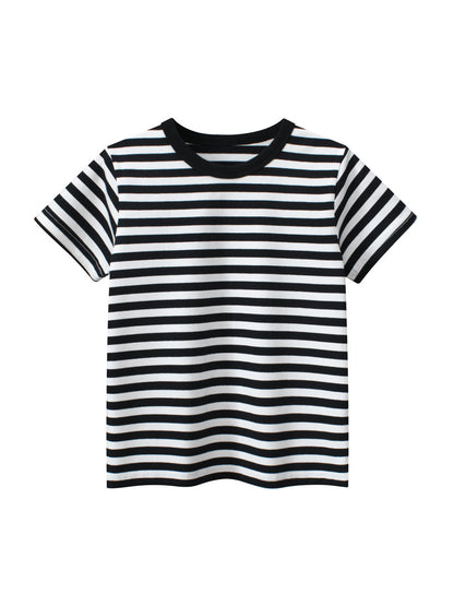 Boys’ Striped Pattern Casual T-Shirt In European And American Style-1