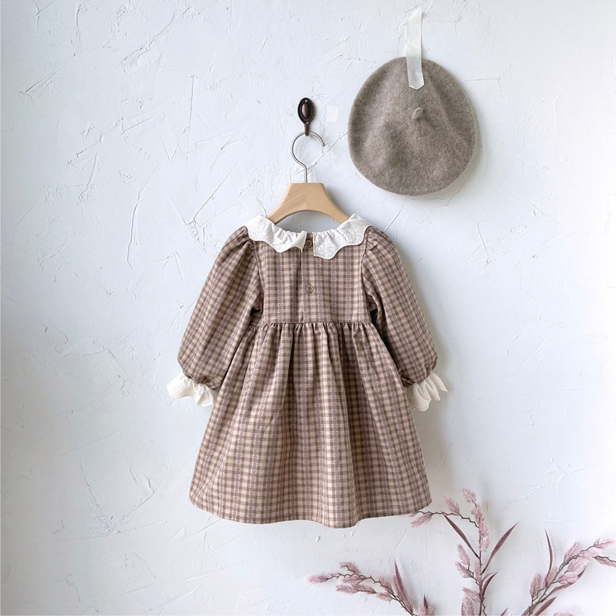 New Autumn Infant Baby Girl Grid Design Dress &amp; Onesie-0