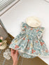 New Arrival Summer Baby Girls Flowers Print Fly Sleeves Onesies Dress-0