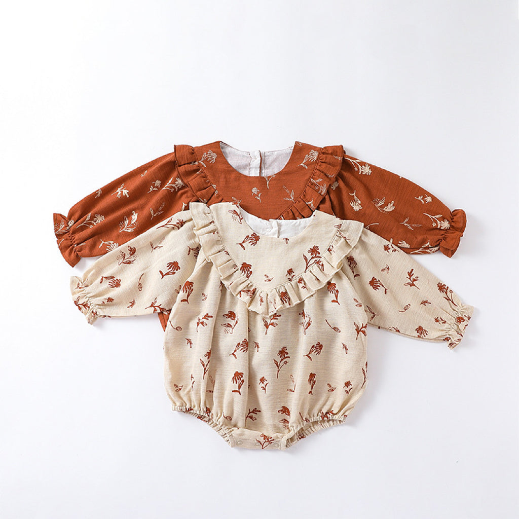 Flower Pattern Vintage Style Cute Onesies-2