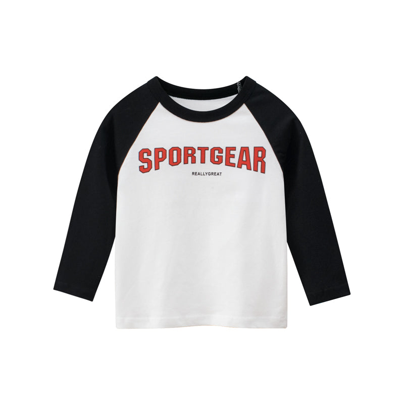 Boys Sportgear Letter Print Round Collar Long-Sleeved T-Shirt-1