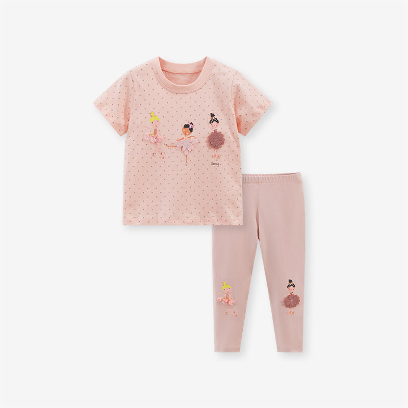 Girls Dancers Cartoon Collection T-Shirt And Pants Set-0