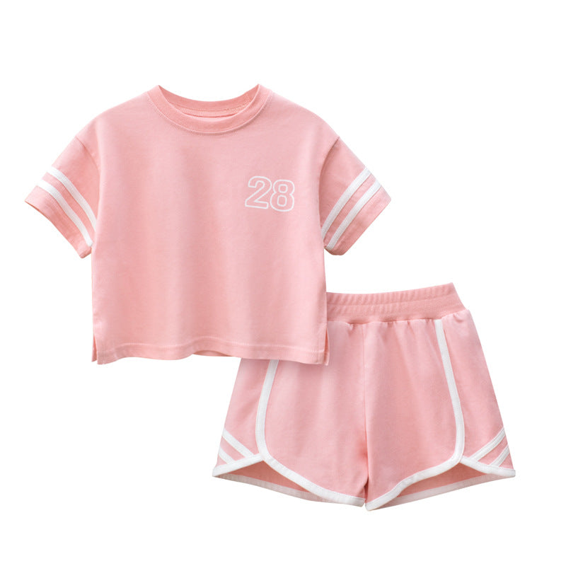 Baby Striped Sleeves Design T-Shirt Combo Shorts Sport Pieces Sets-1