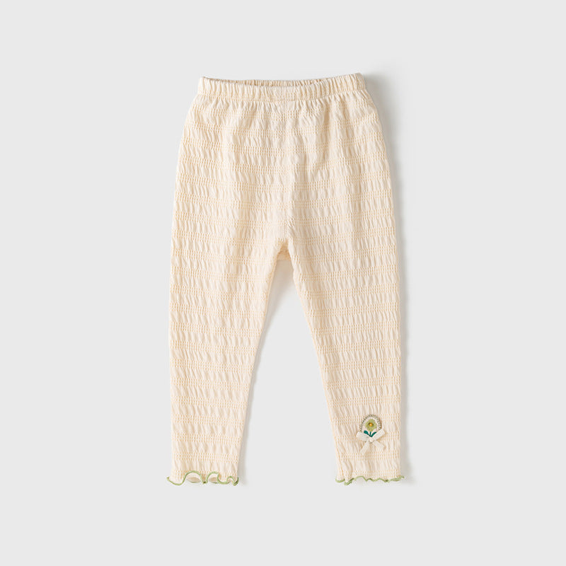 Baby Kids Girls Spring Flower Logo Soft Pants-1