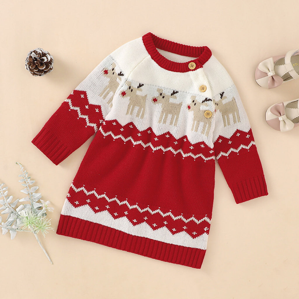 Baby Girl Embroidered Pattern Long Sleeve Autumn New Style Christmas Dress-0