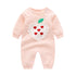 Baby Girl Solid Color Lace Heart Patchwork Design Long-Sleeved Rompers-1