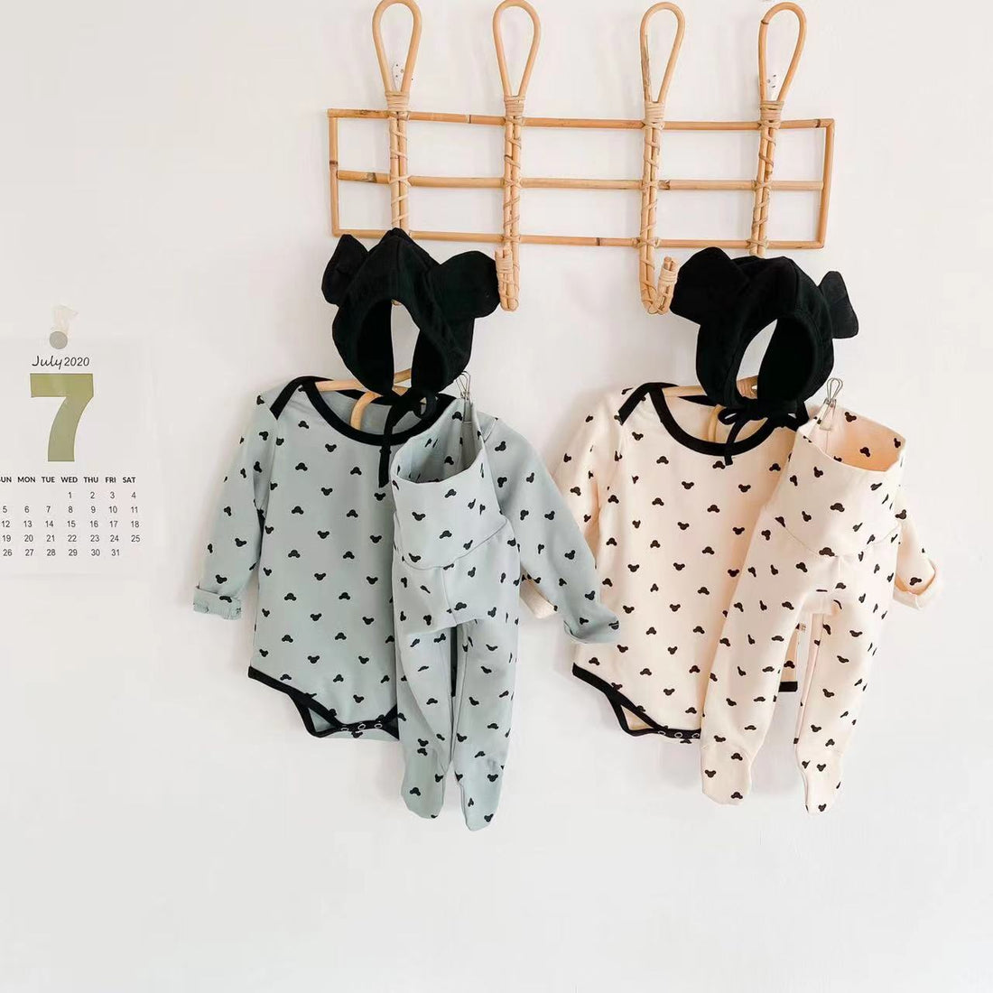 Baby Cartoon Print Pattern Soft Onesies Combo Trousers Sets-0