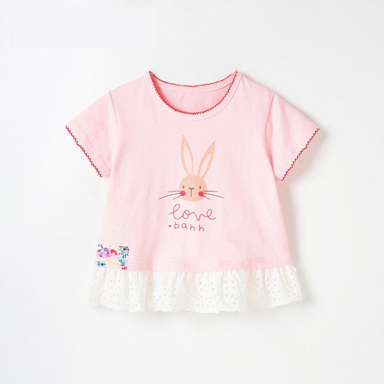 Girls’ Clothing Summer Collection – Rabbit Printing Children’s T-Shirt Dress-0