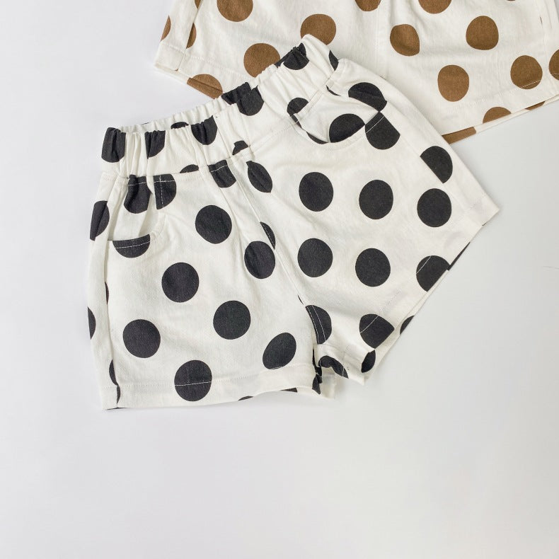 Baby Girl Polka Dot Pattern Basic Shorts With Pockets In Summer-1