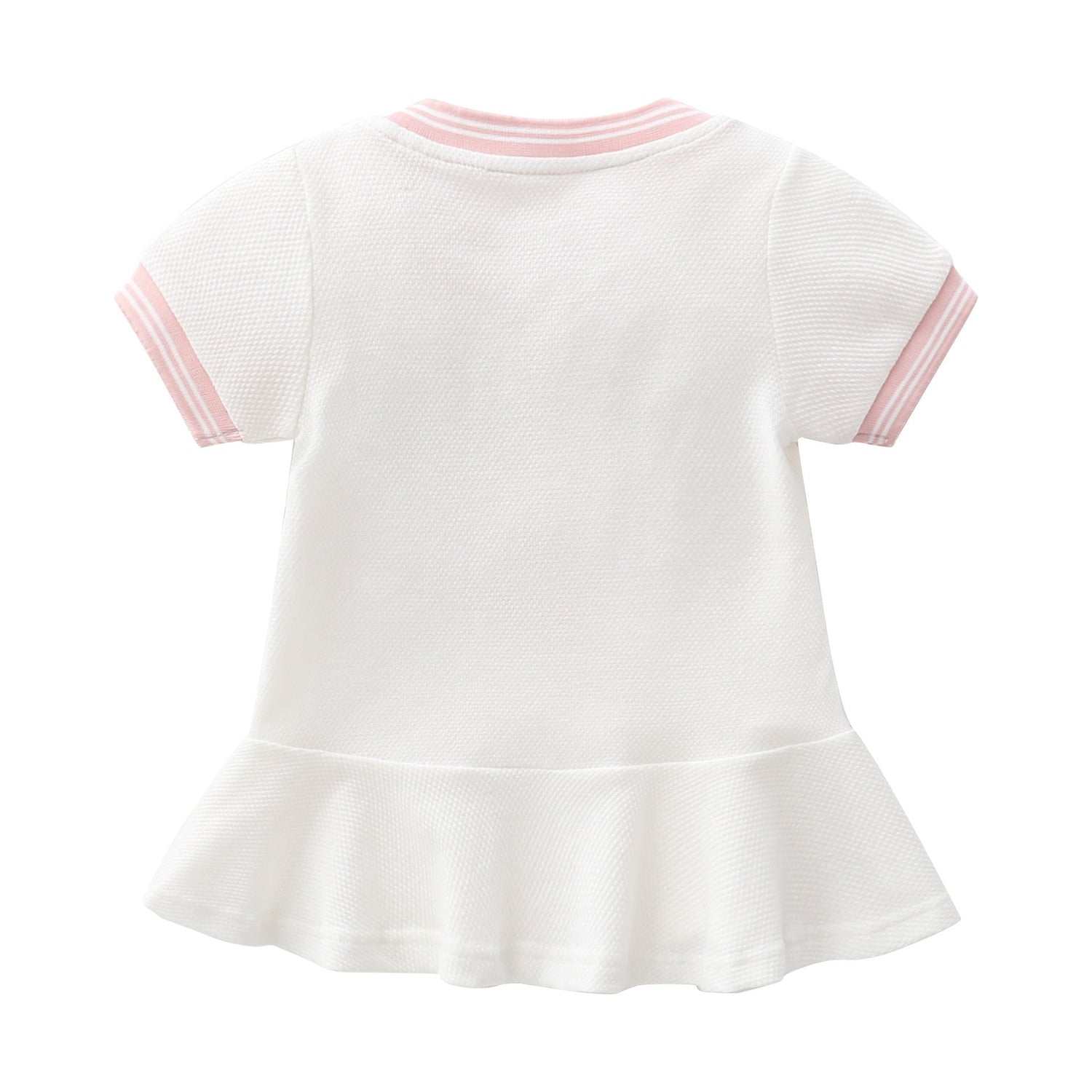 Baby Girl 1pcs Logo Graphic Graphic Side &amp; Neck Striped Design Ruffle Hem Baseball Dress-1