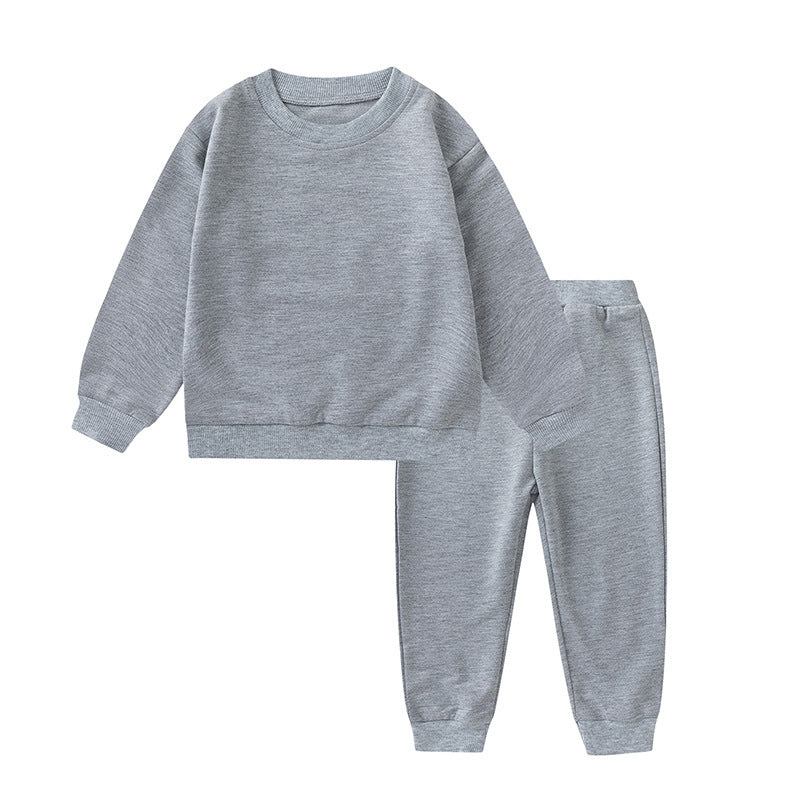 Unisex Baby And Kids Solid Color Pullover Sweatshirt And Pants Casual Sport Clothing Set-1