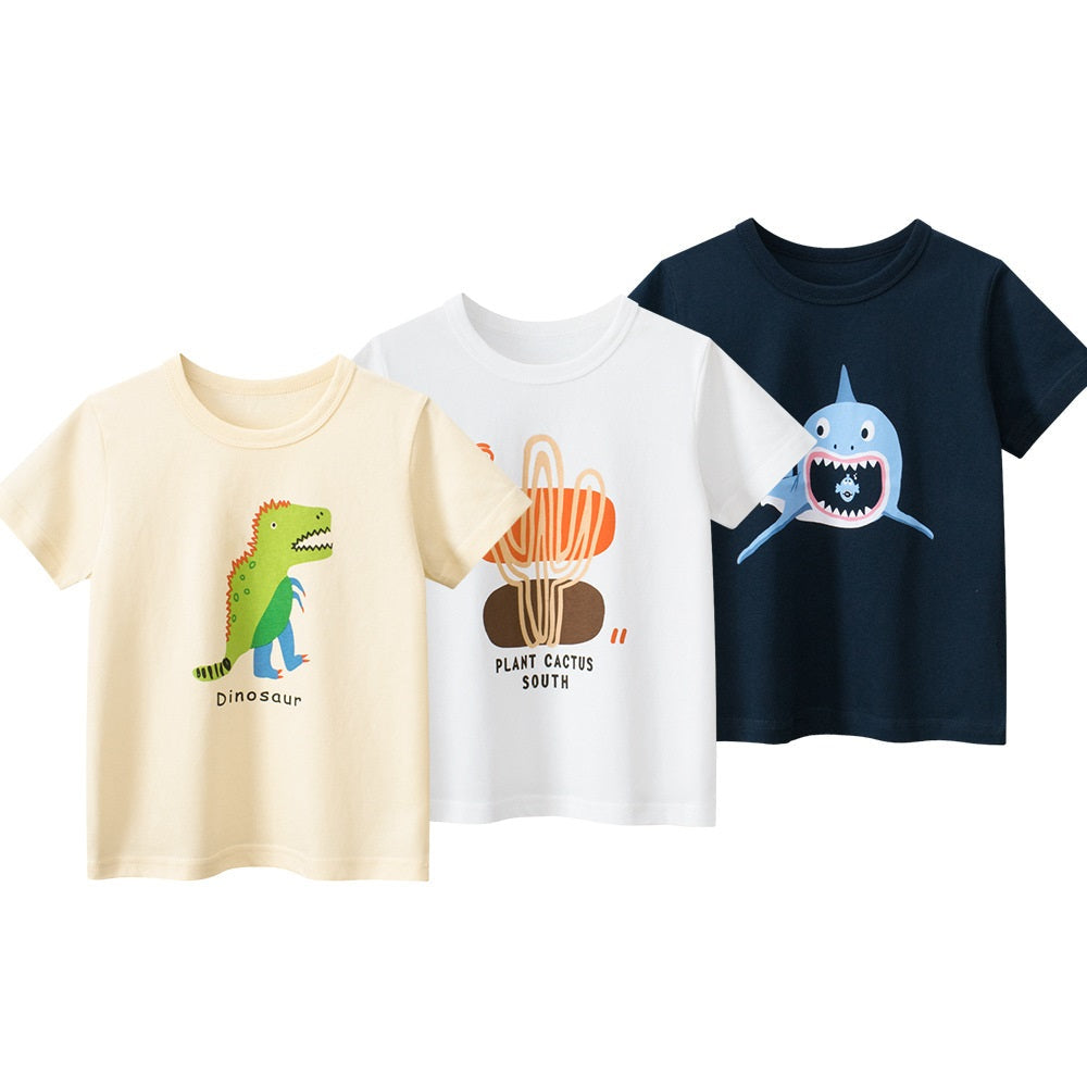 Boys’ Cartoon Pattern T-Shirts Set In European And American Style-0