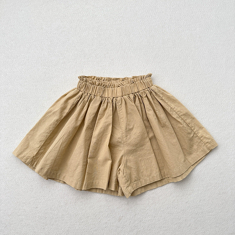 Summer Hot Selling Kids Girls Ruffle Pleated Solid Color Casual Skirt-1