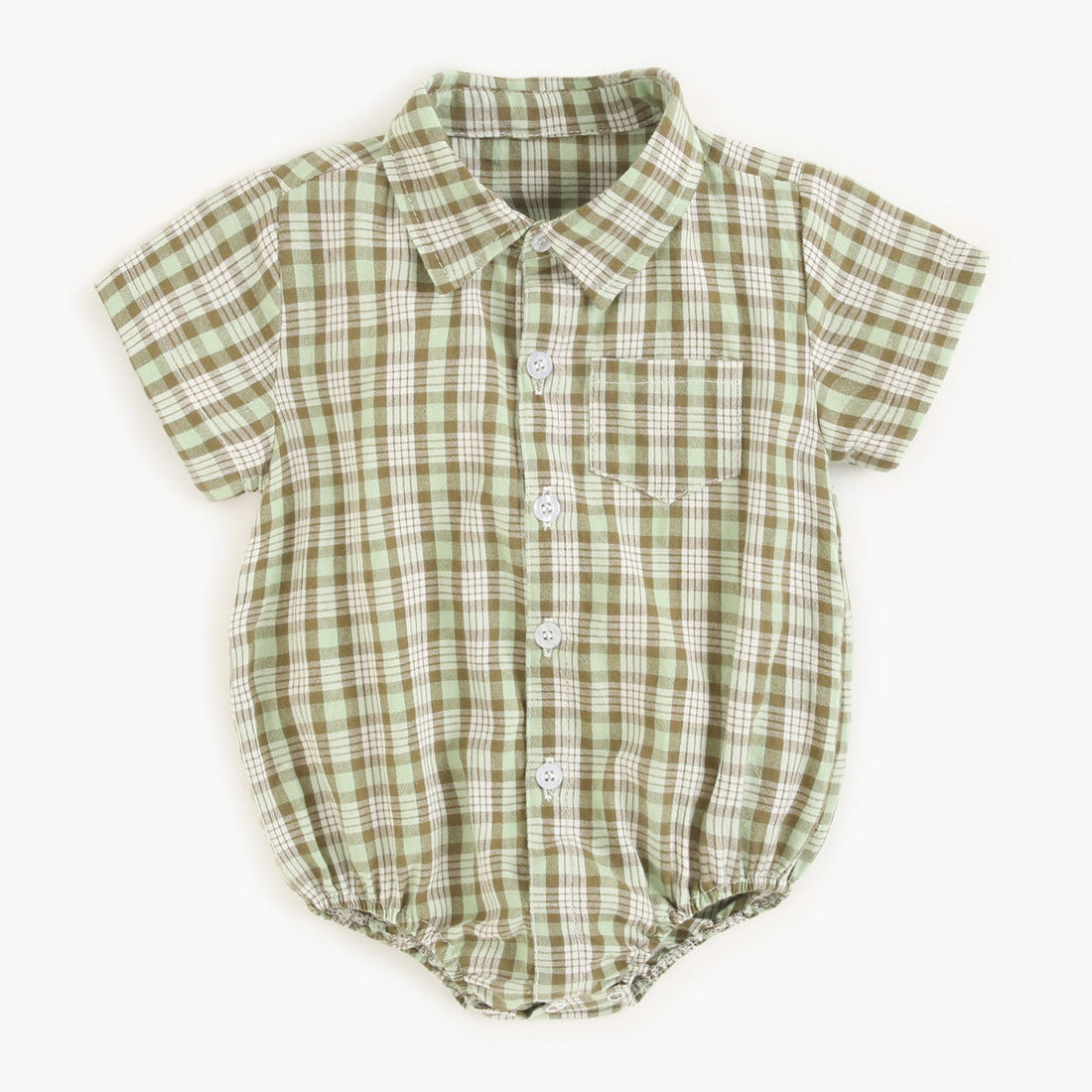 Baby Boy Plaid Pattern College Style Onesies-1