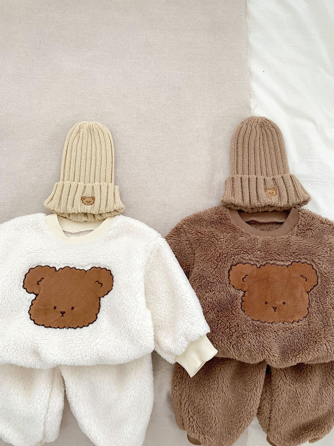 Winter Baby Thick Thermal Long Sleeve Teddy Bear Knitted Sweater And Pants Two Pieces Sets-1