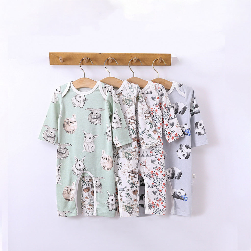 Cartoon Graphic Long Sleeve Outgoing Rompers-1