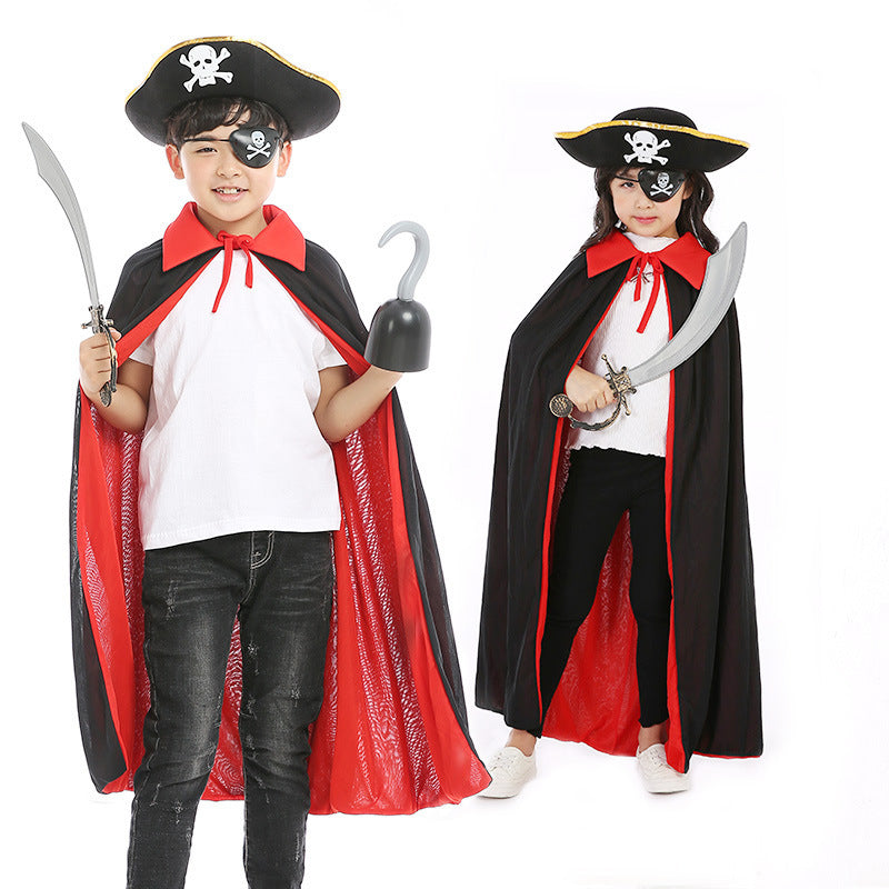 Halloween Pirate Cape Hats 3-Piece Sets Ghost Festival Cosplay-0