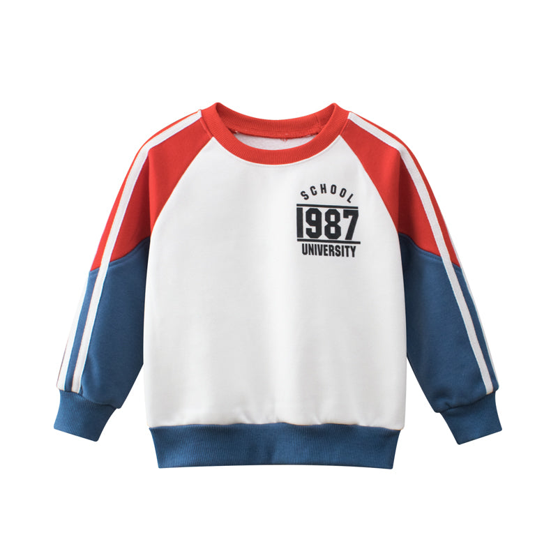 Boys Multi Color Contrast Round Collar Sweatshirt-1