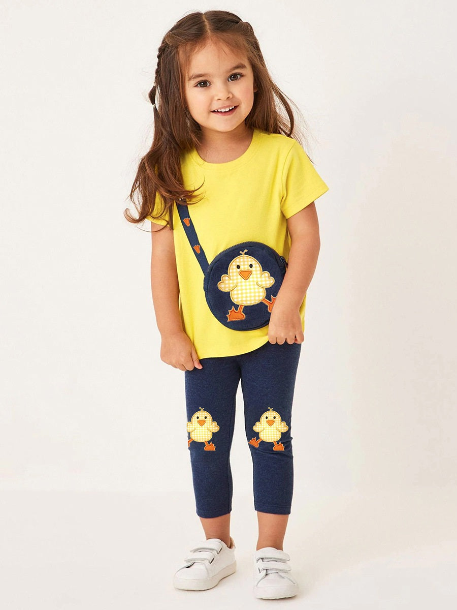 Summer Girls Ducks Cartoon T-Shirt And Pants 2-Piece Set-0