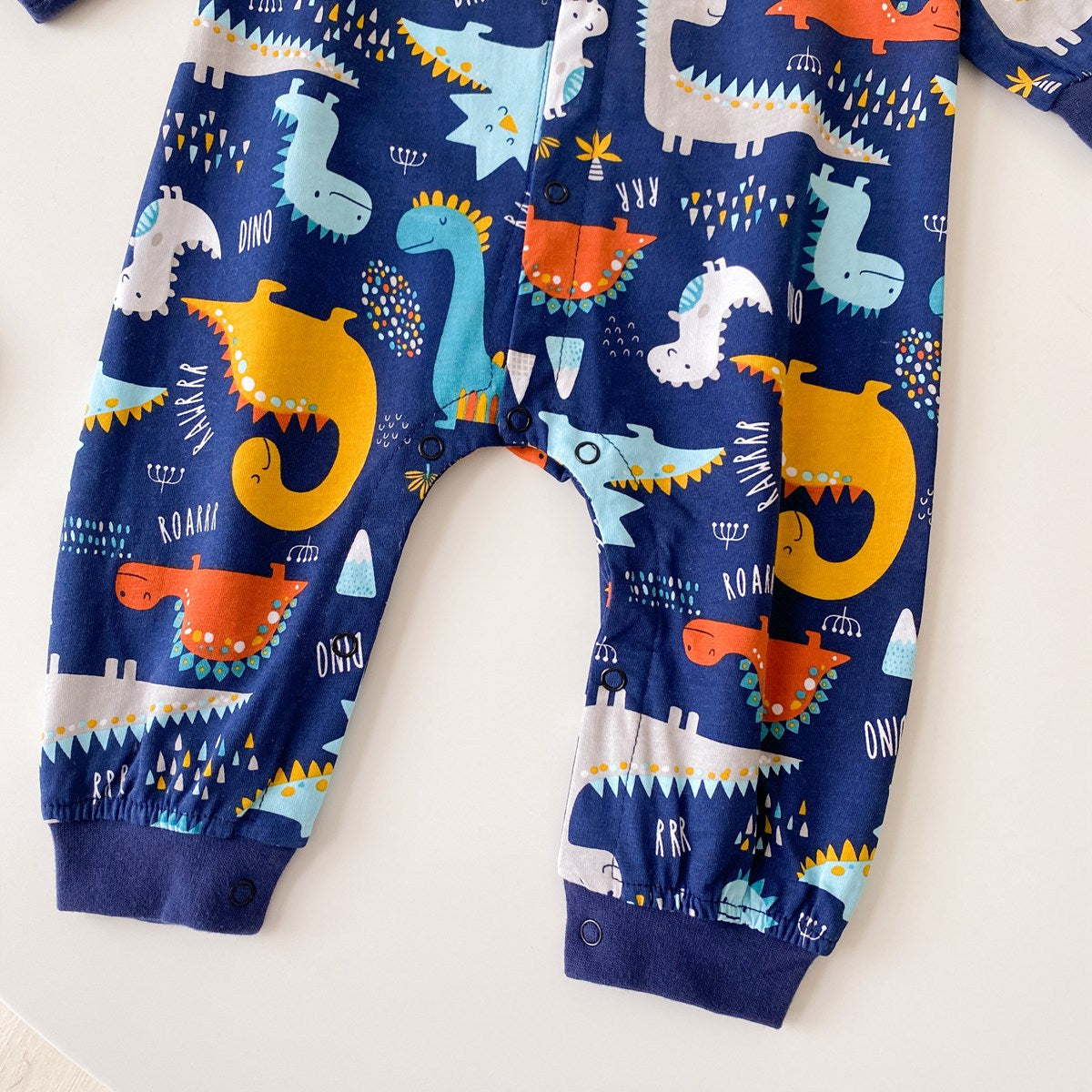 Baby Boy Cartoon Animals Graphic Snap Button Front Design Long Sleeved Romper Jumpsuit-19