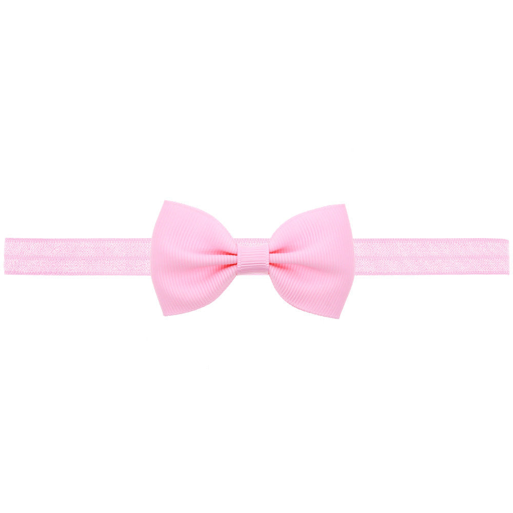 Newborn Baby Small Size Bow Patched Pattern Solid Color Elastic Headband-20