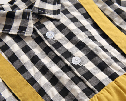 Baby Boy 1pcs Plaid Pattern False 1 Pieces Design Lapel Bodysuit Onesies-20