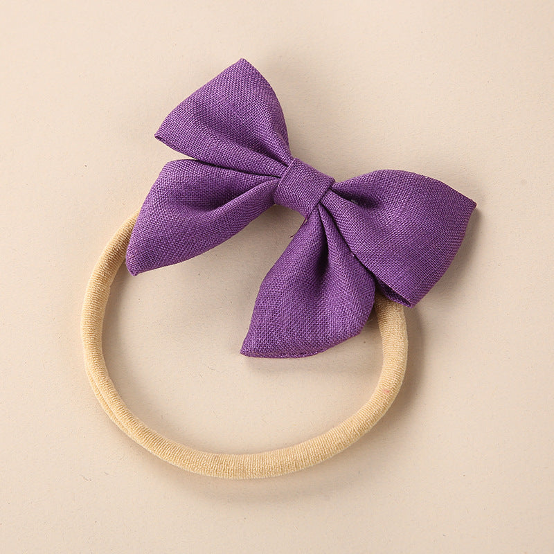 Baby Solid Color 3D Bow Handmade Elastic Headband-21