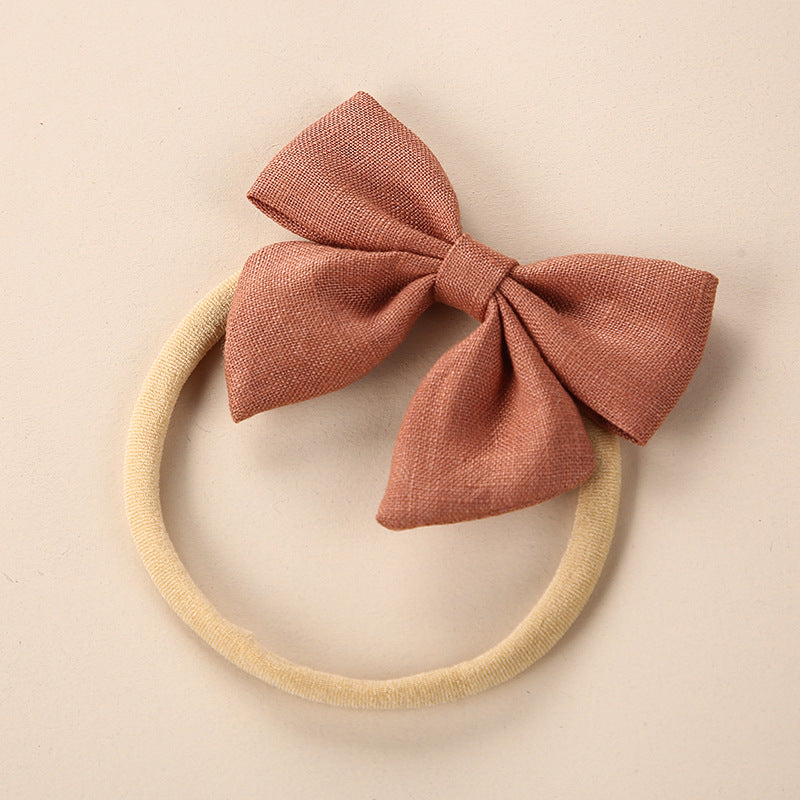 Baby Solid Color 3D Bow Handmade Elastic Headband-22