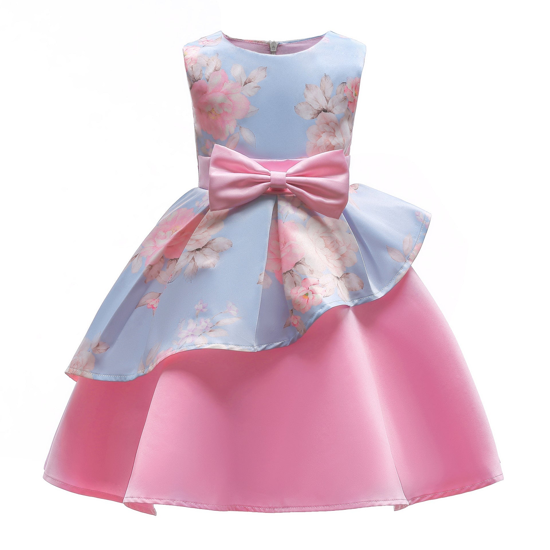 Baby Girl Floral Pattern Bow Tie Princess Tutu Dress Formal Dress-6