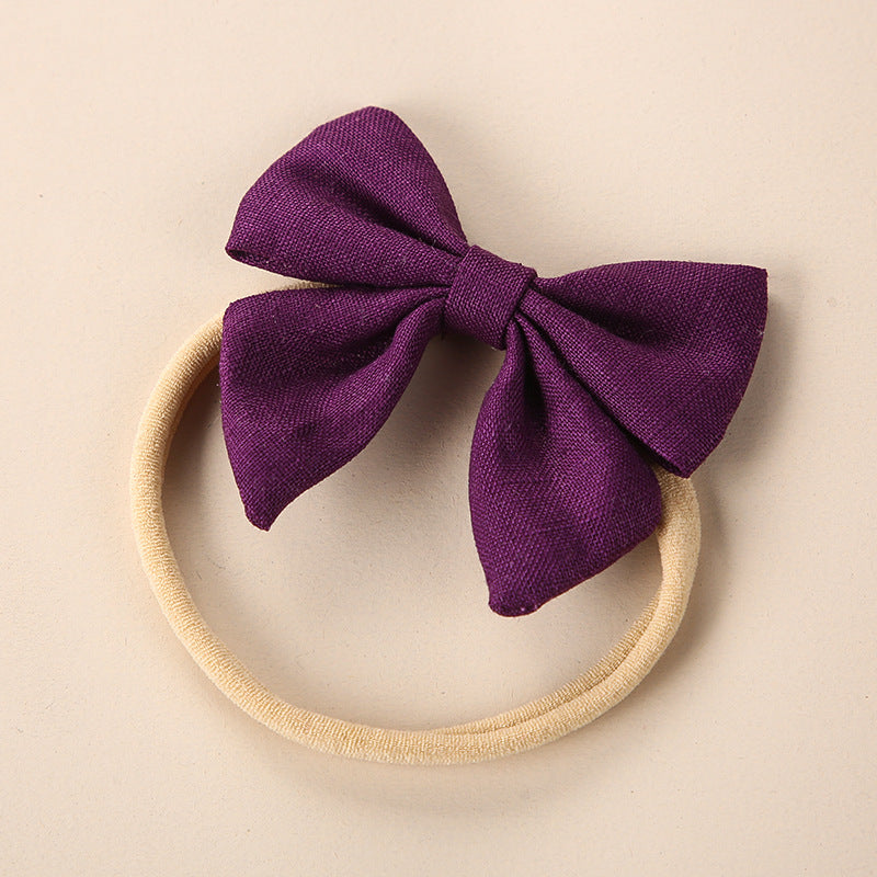 Baby Solid Color 3D Bow Handmade Elastic Headband-24